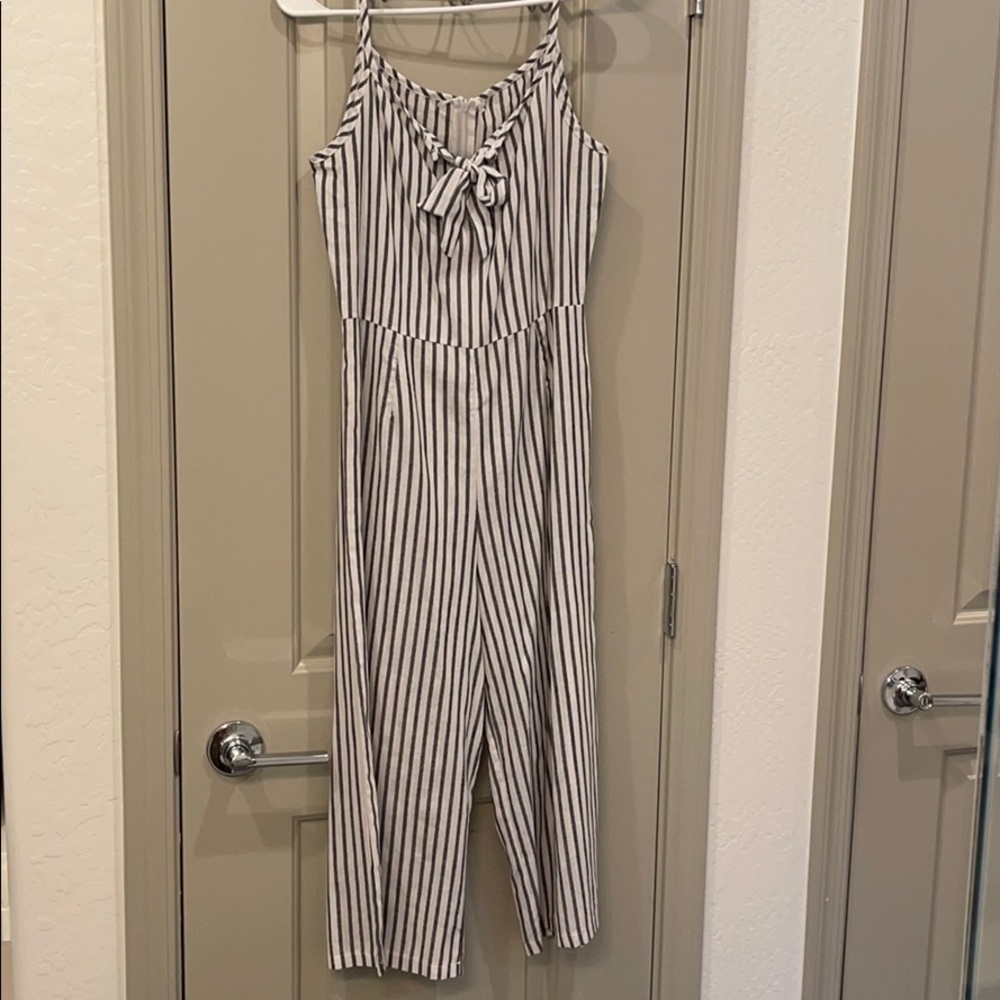 Stripped polyester jumpsuit